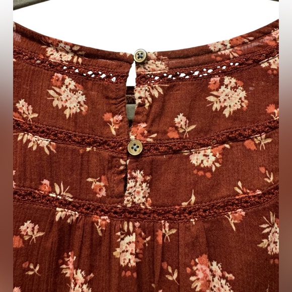 Madewell ladder trim ruffle top in dandelion burnished mahogany, cotton, small - Picture 5 of 8